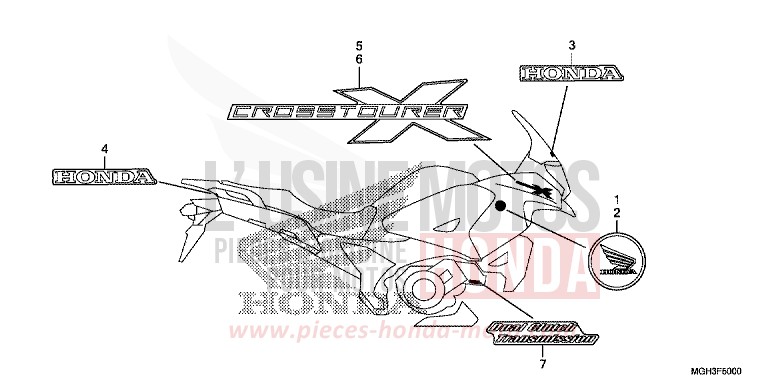 MARK/EMBLEM (BR,E,ED,F,KO,RU,U,2BR) for VFR1200X Dual Clutch CANDY PROMINENCE RED (R342) from 2012